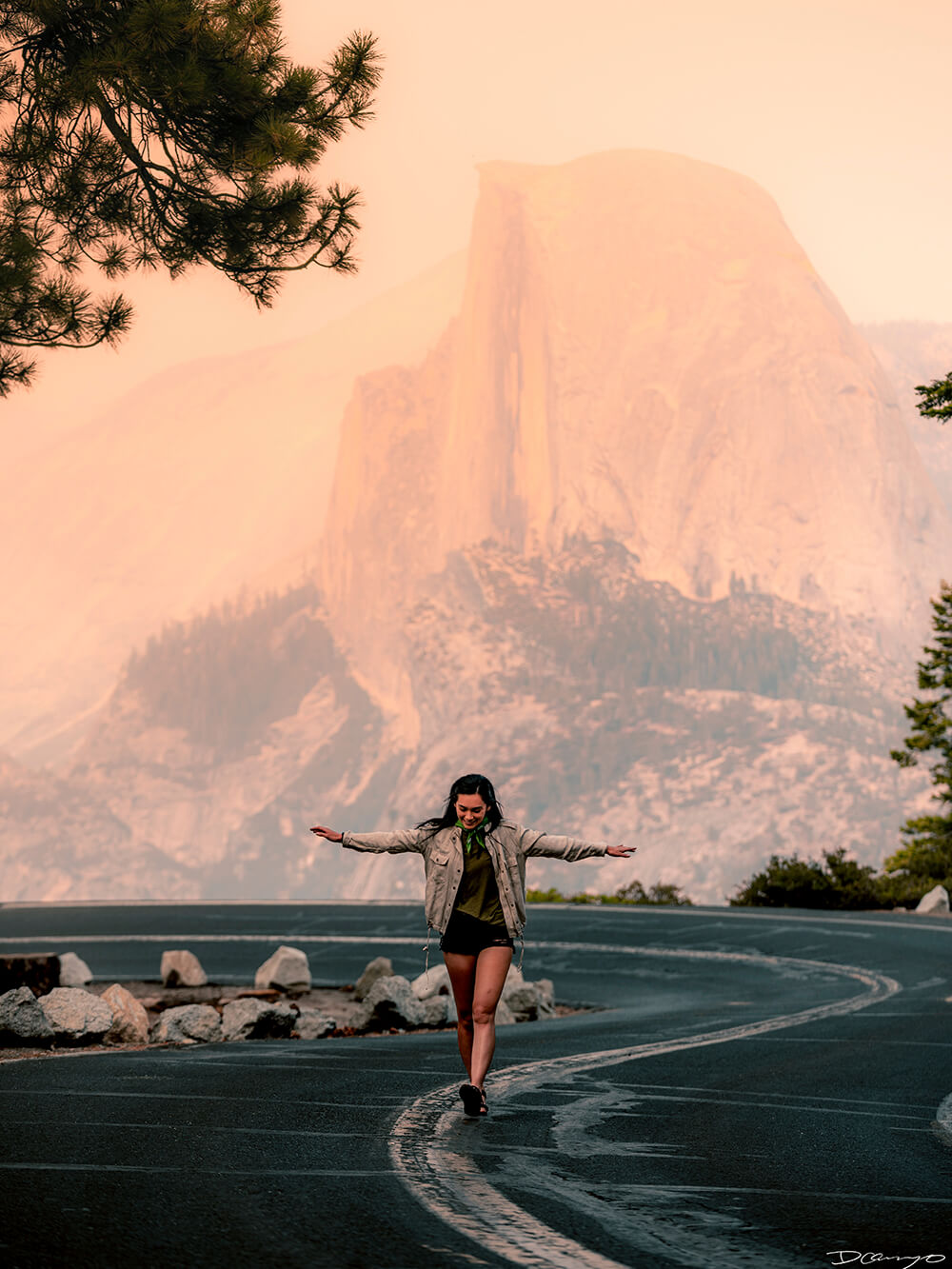 Landscape and nature photos from Yosemite, CA, during a vibrant sunset at the end of August 2020.