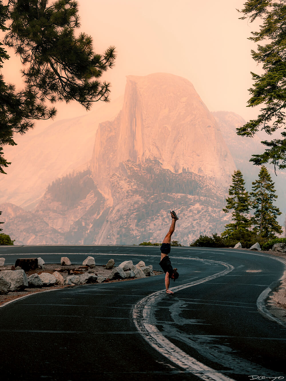 Landscape and nature photos from Yosemite, CA, during a vibrant sunset at the end of August 2020.