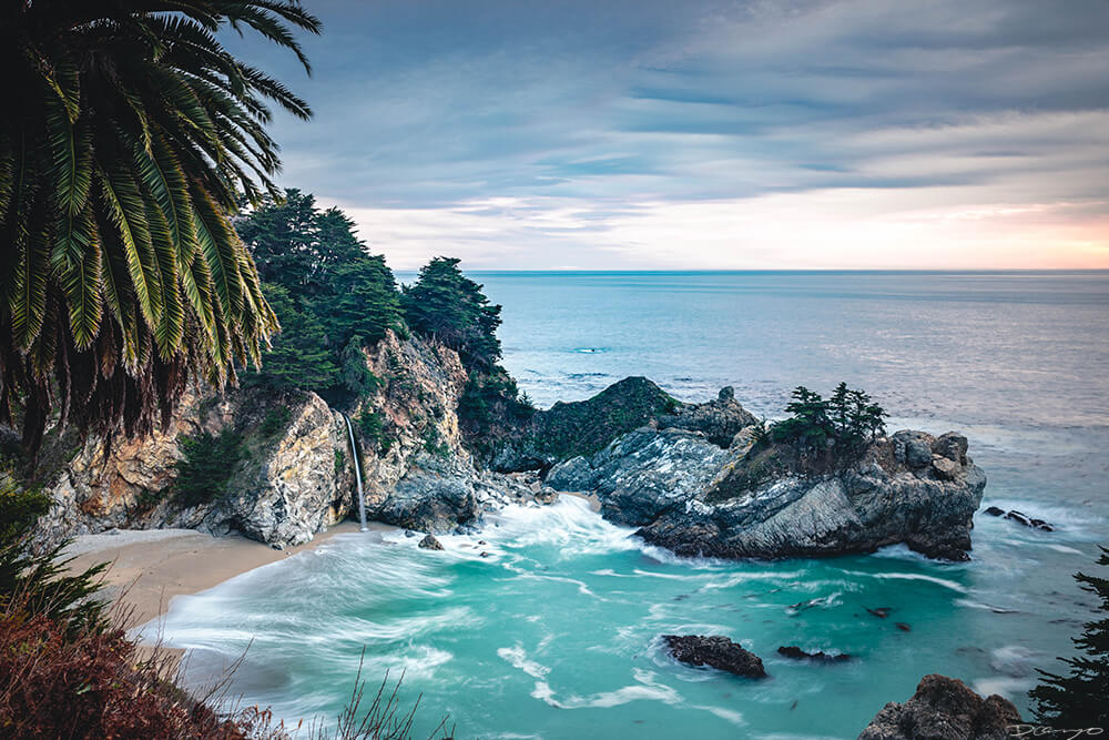 McWay Cove Waterfall Blue Hour Long Exposure, CA