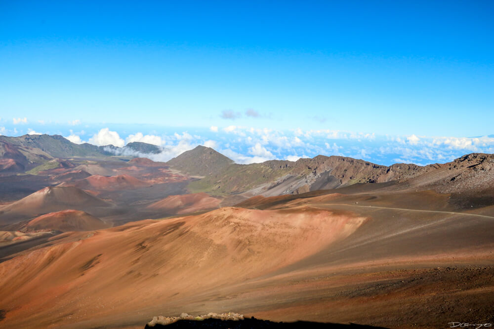 Above the clouds, looking into the crater on Mount Haleakala National Park, Hawaii