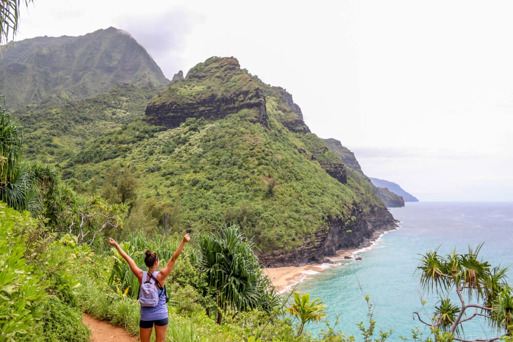 On the Hanakapiai hiking trail on Kauai, Hawaii