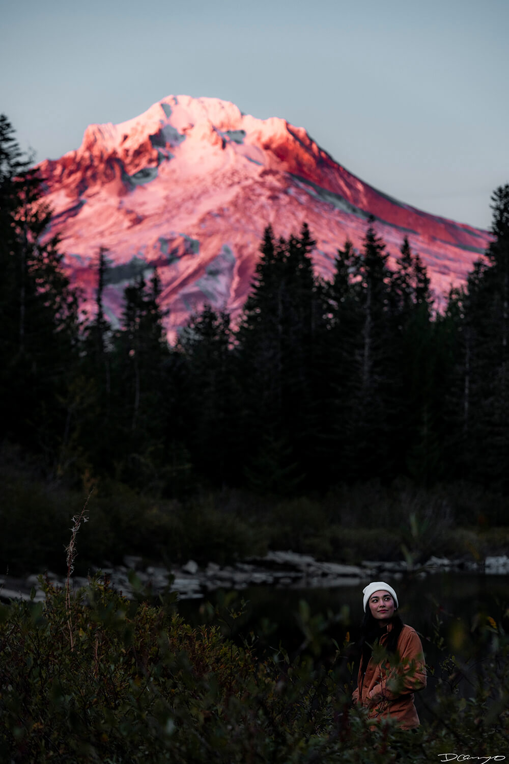 Portrait photography from Mt Hood, Mirror Lake, Lost Lake, Smith Rock State Park, Painted Hills, Blue Pool, and Cannon Beach, Oregon in Fall of 2020.