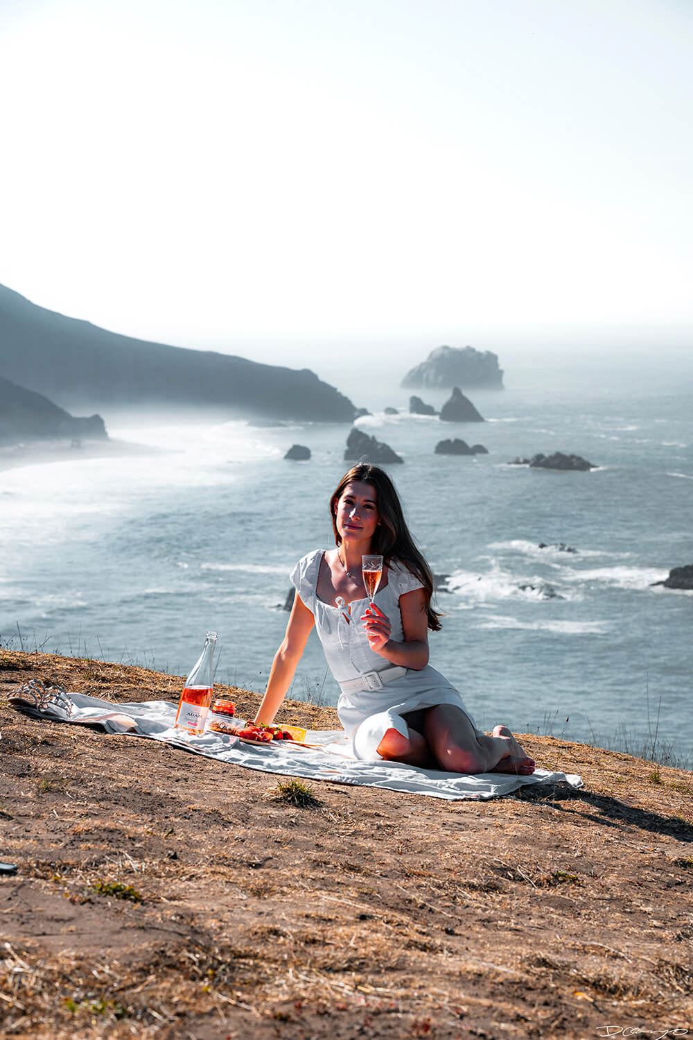 Photos with Leah Nebbett of Styles and Stems. Photographing for Alsace wines in Goat Rock Beach, Jenner, CA on September 27, 2020.