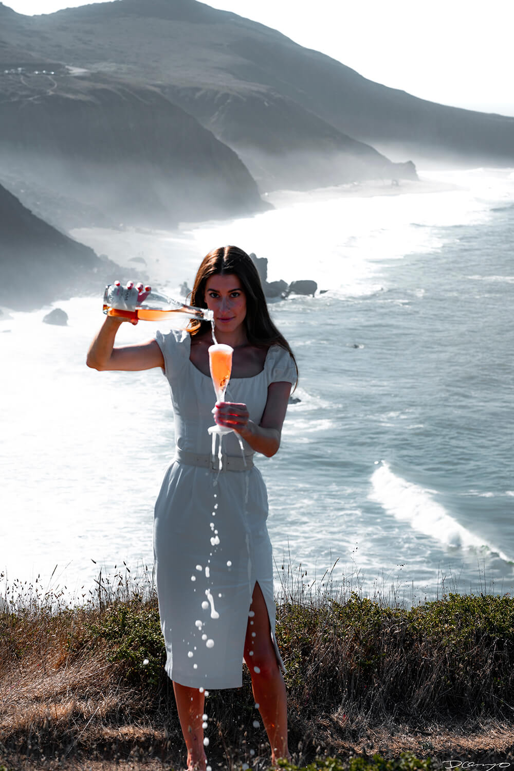 Photos with Leah Nebbett of Styles and Stems. Photographing for Alsace wines in Goat Rock Beach, Jenner, CA on September 27, 2020.