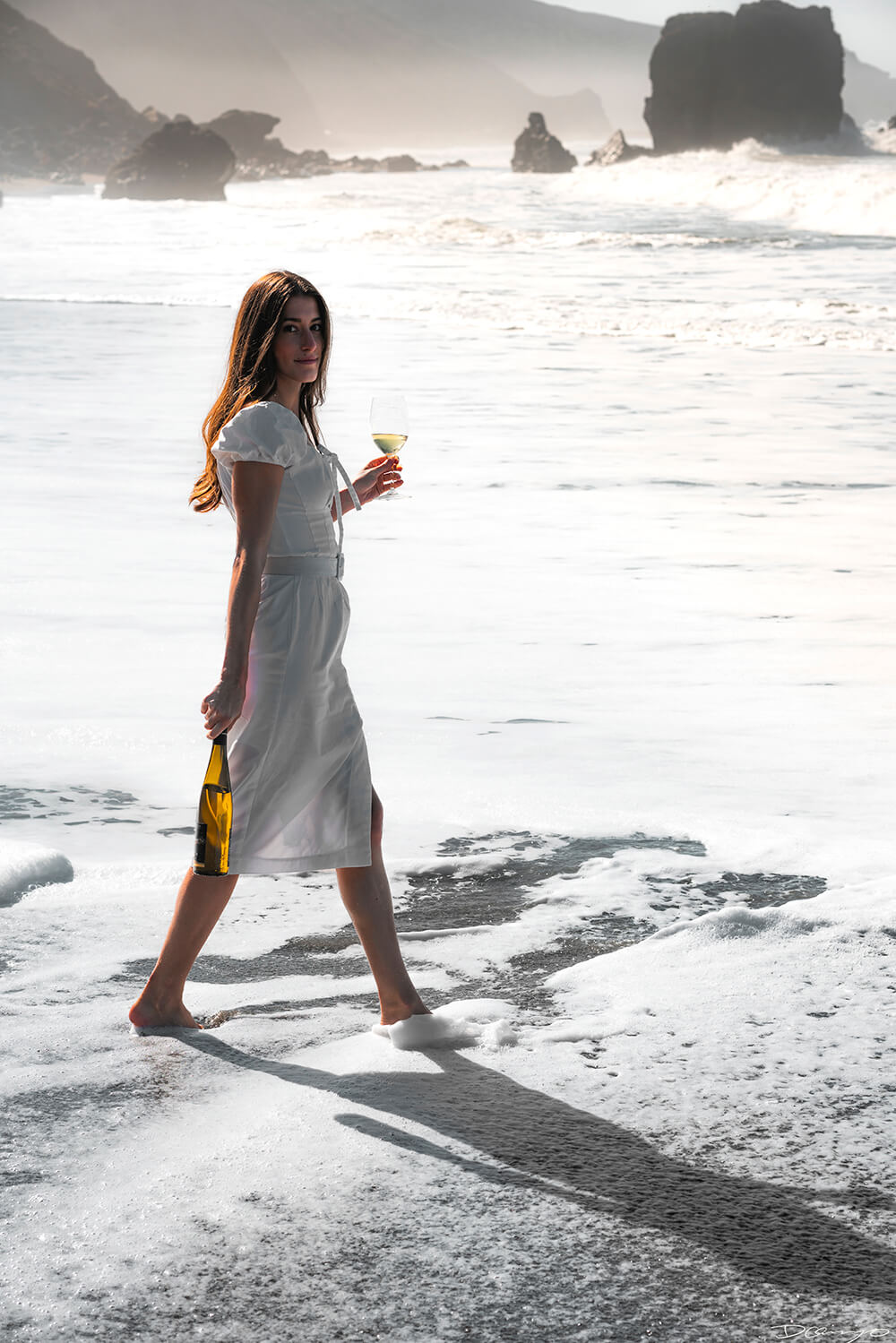 Photos with Leah Nebbett of Styles and Stems. Photographing for Alsace wines in Goat Rock Beach, Jenner, CA on September 27, 2020.